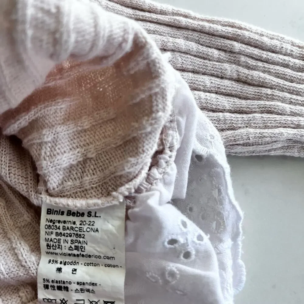 Violetta e Frederico girls rneutral ribbed knit two piece set 12 months